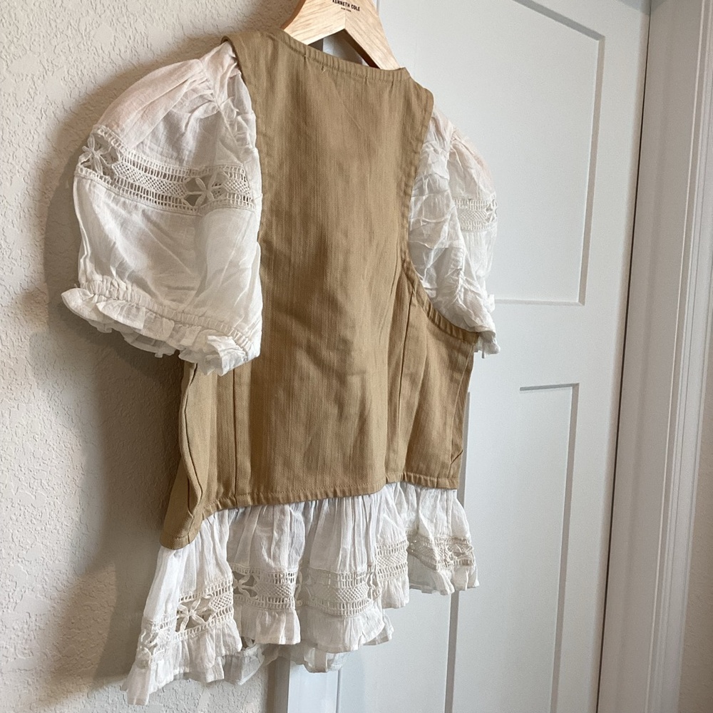 Anthropologie Puff-Sleeve Twofer Short-Sleeve Top NEW Small - Picture 11 of 15